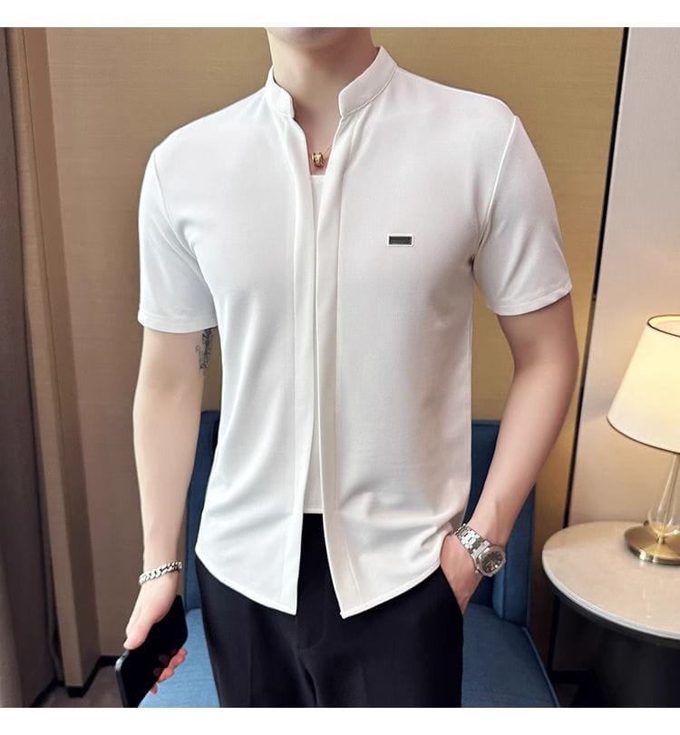 Button Less Chinese Shirt (White)