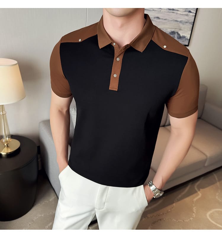 Turn down collar shirt- Black