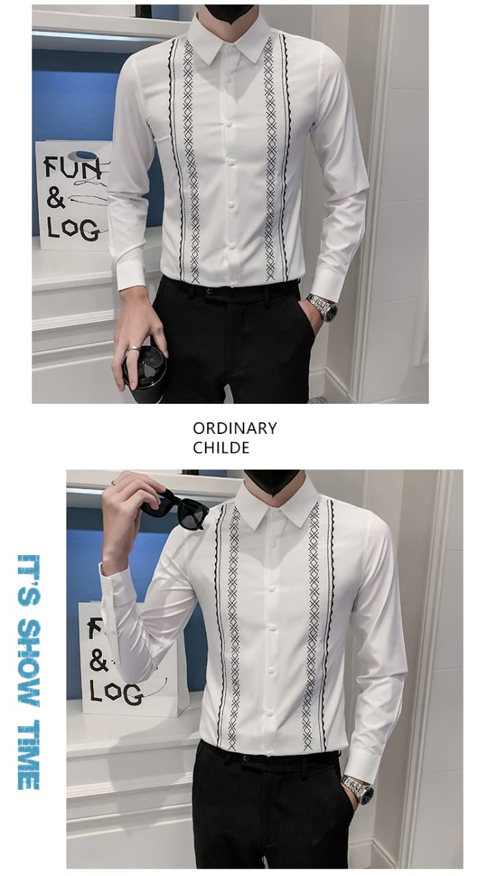 Embroidered casual shirt (White)