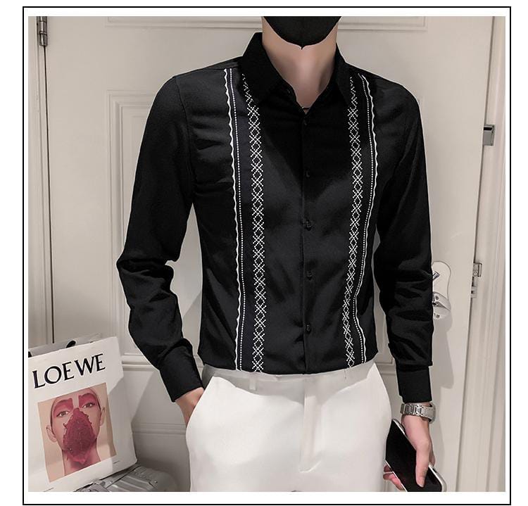 Embroidered casual shirt (Black)