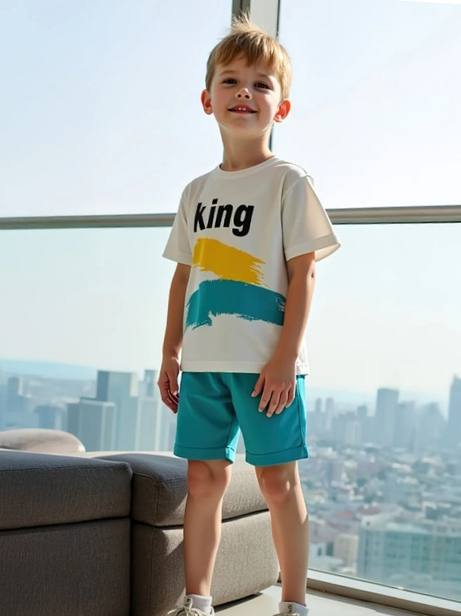 King printed two peice set for kids & boys