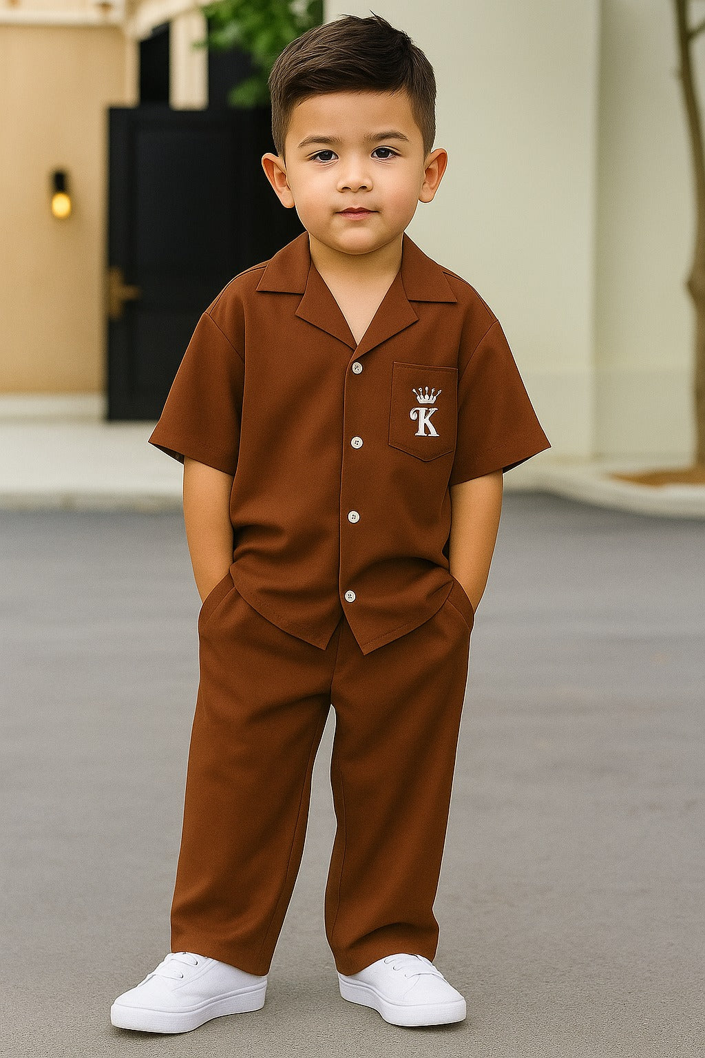 King printed tracksuit for kids & boys (Brown)