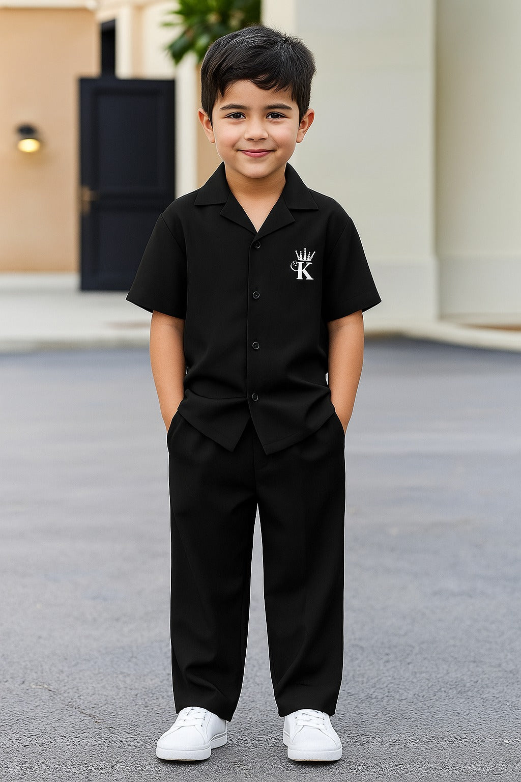 King printed tracksuit for kids & boys (black)