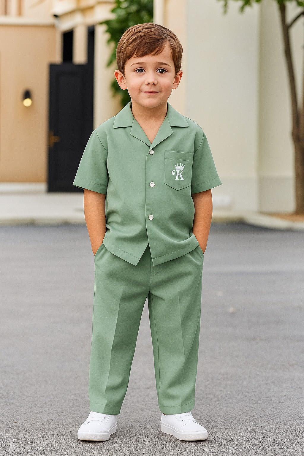 King printed tracksuit for kids & boys (Green)
