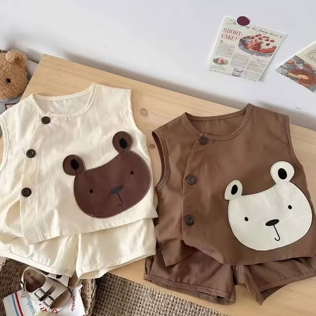 Sleeveless bear 2 piece set