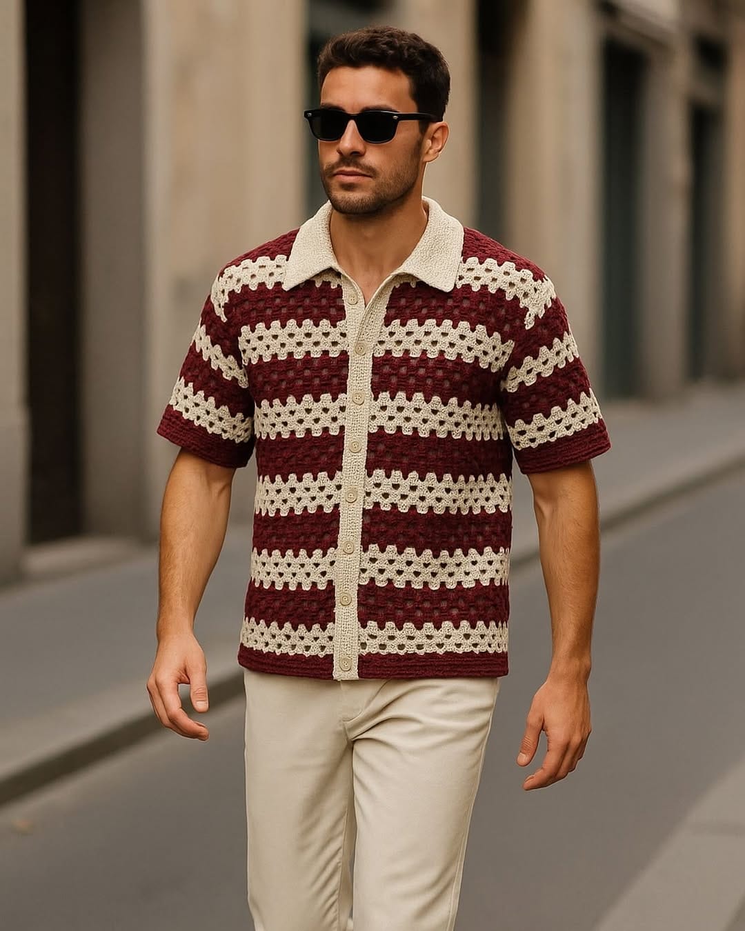Uzbek Crochet shirt- Mehroon