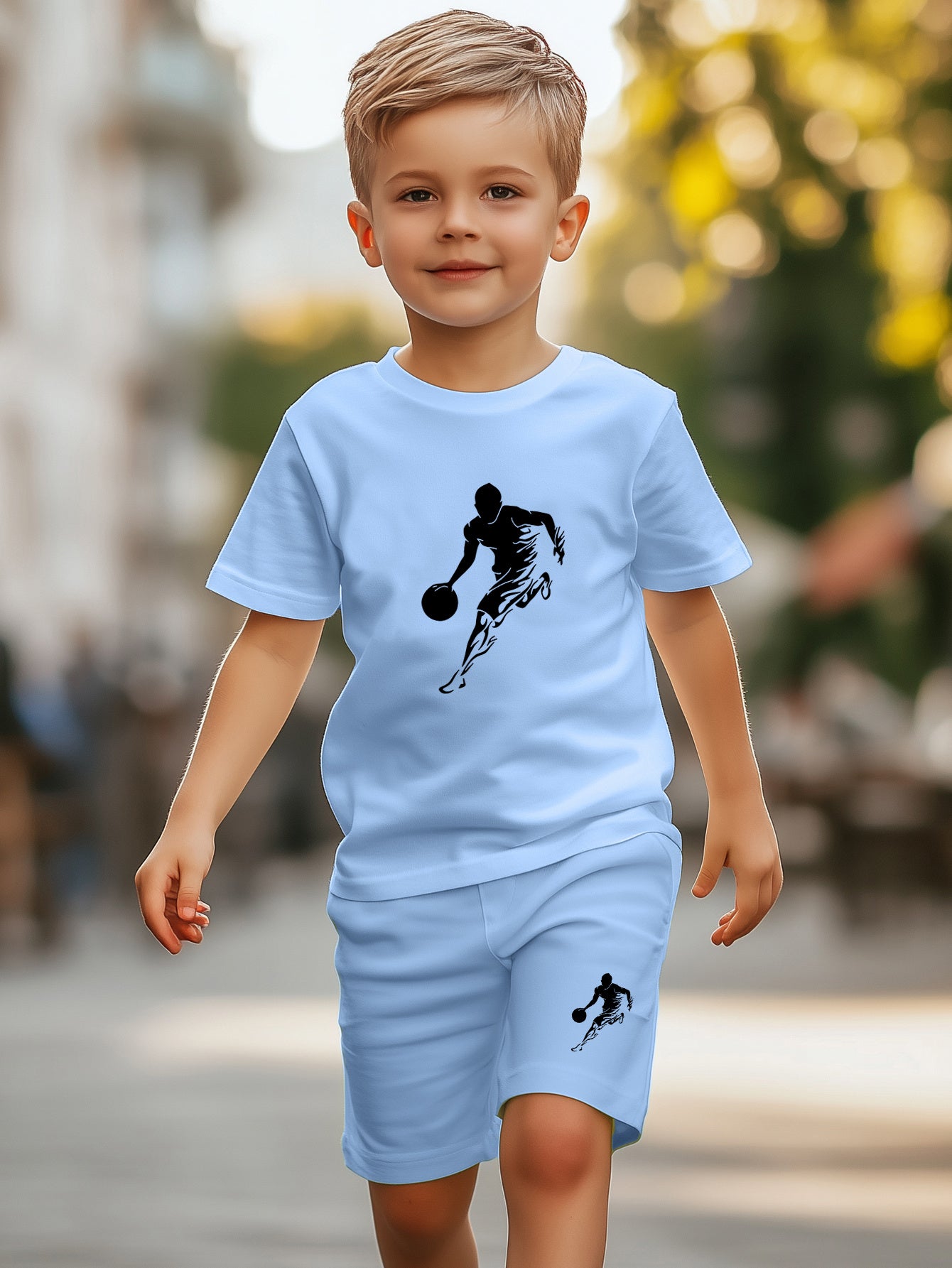 Athletic two piece set for kids and boys (sky blue)