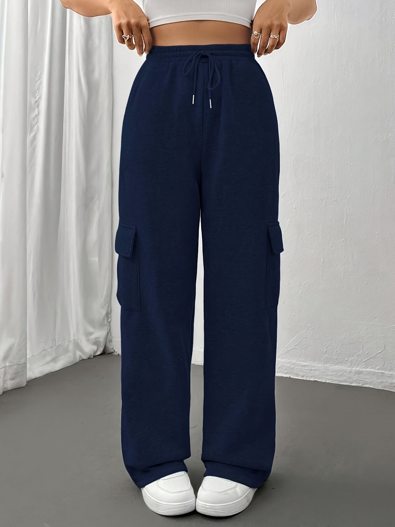 Baggy trouser pants for women (Navy Blue)
