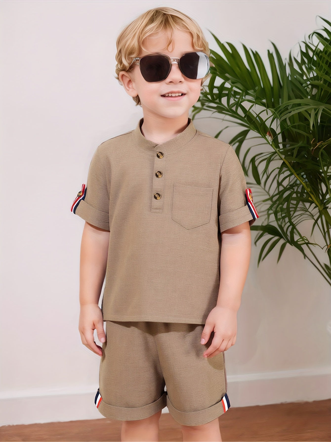 Uzbak Two piece set for kids & boys (brown)