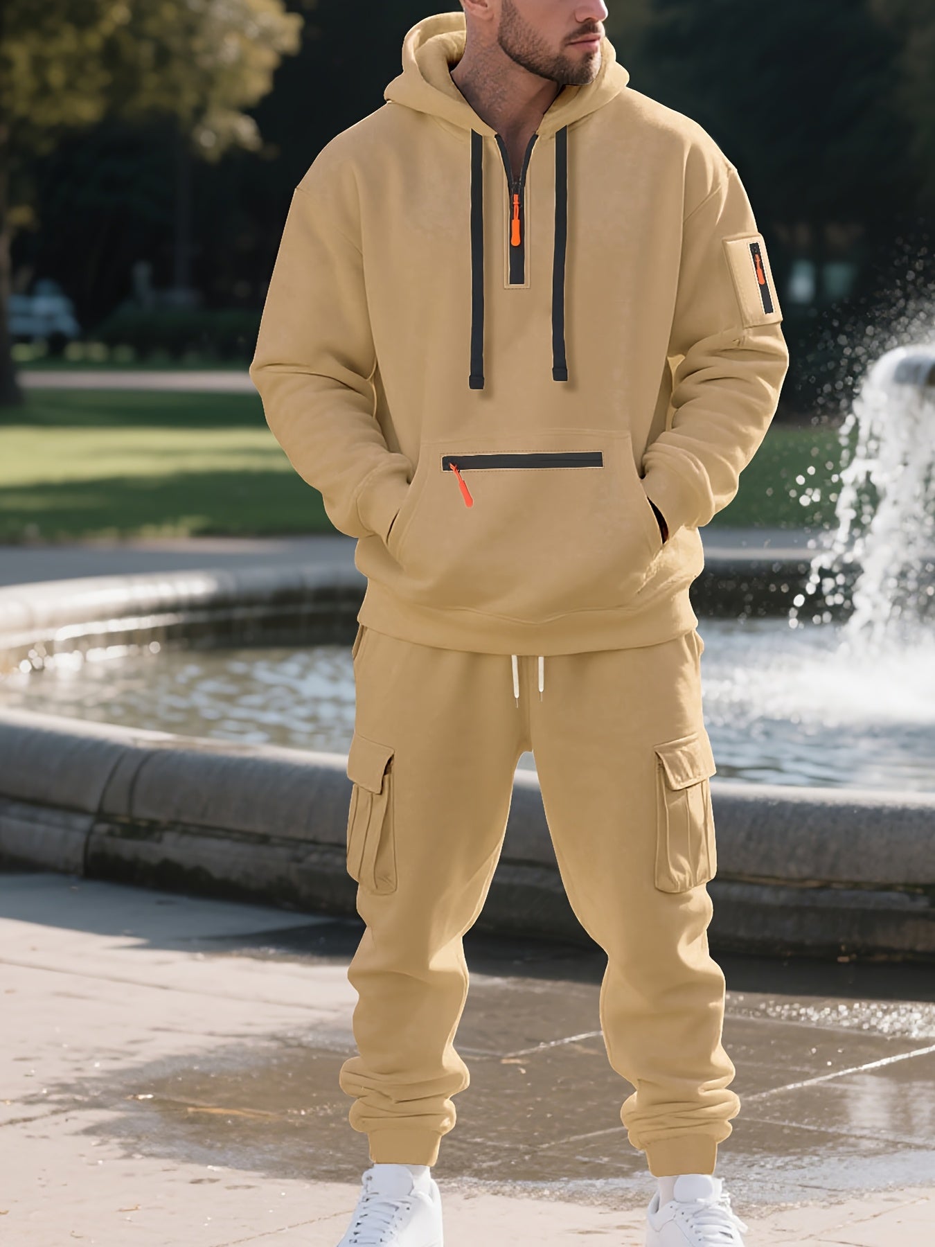 Zipper tracksuit for winter (khaki)