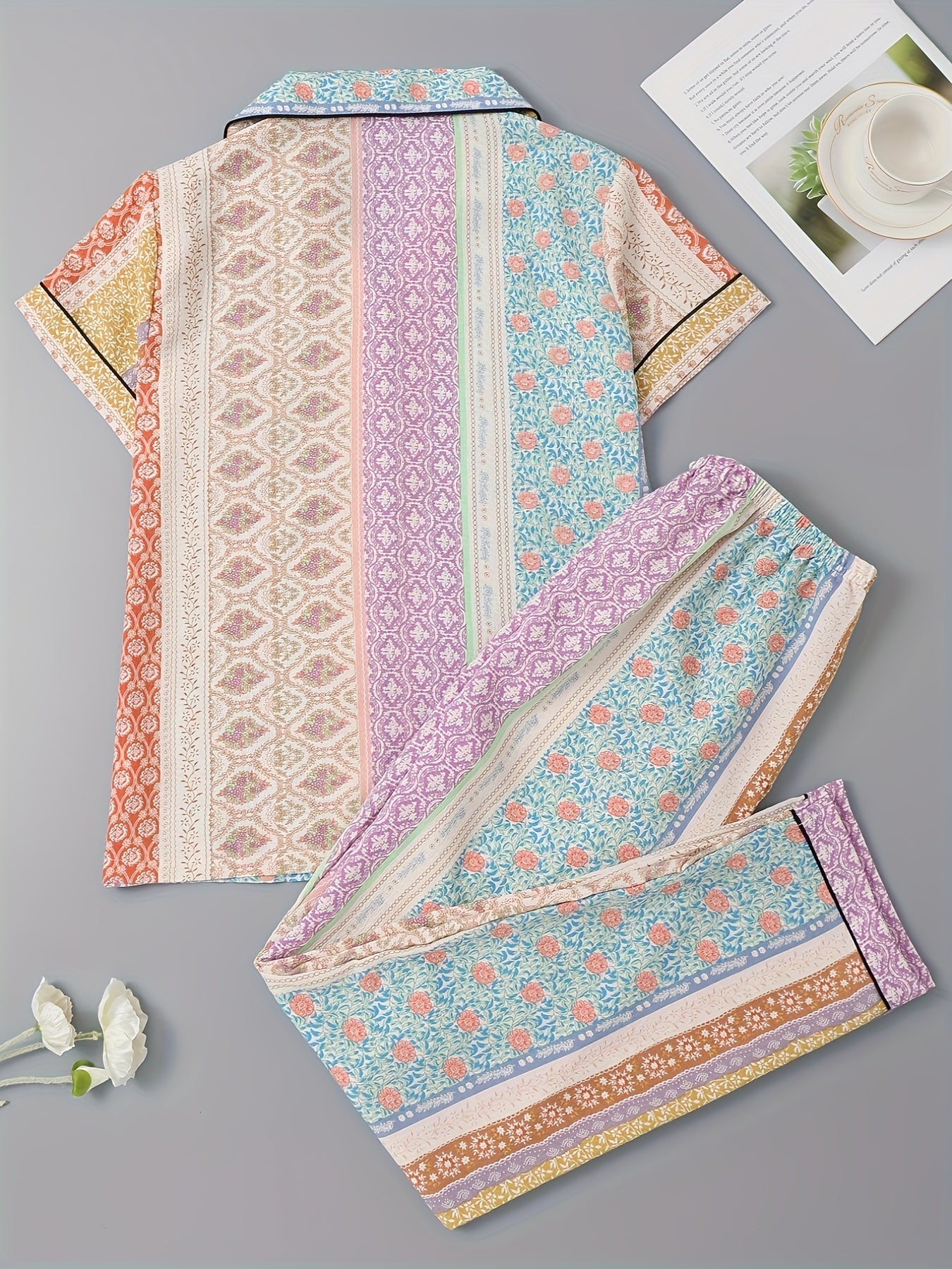 Multicolored Boho style pajamas set (Four seasons)