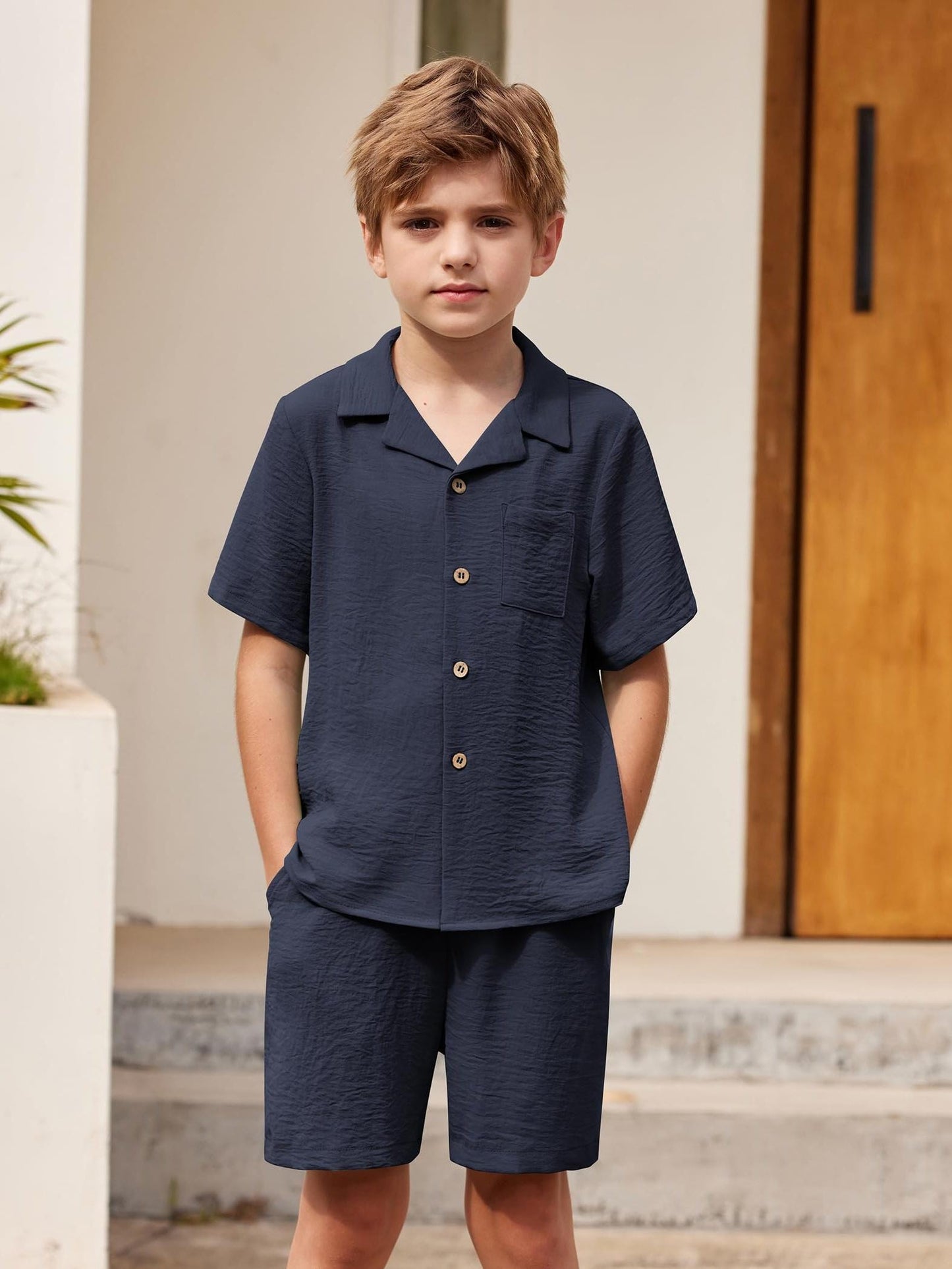 Wrinkles style tracksuit for kids and boys (Navy Blue)