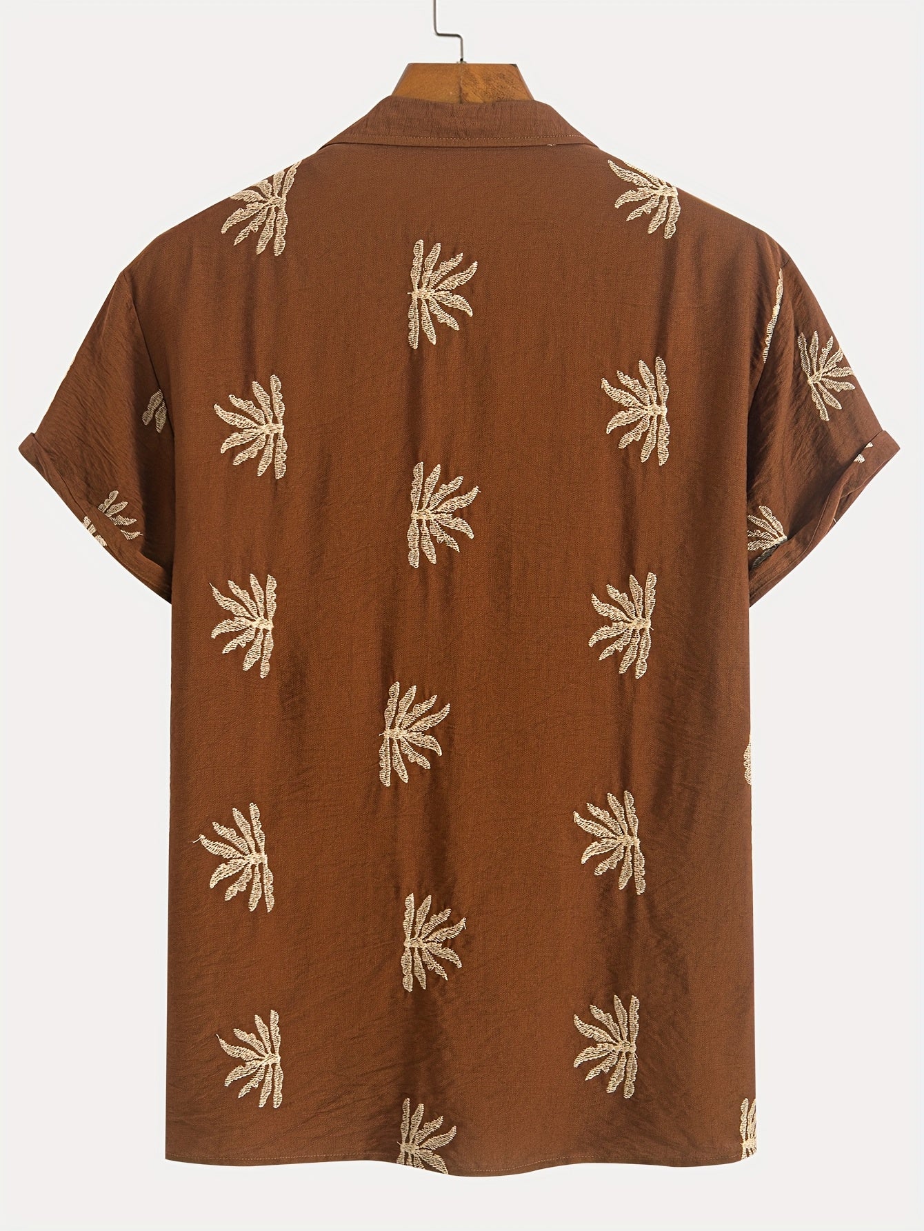Floral embroidered shirt for men's (Brown)
