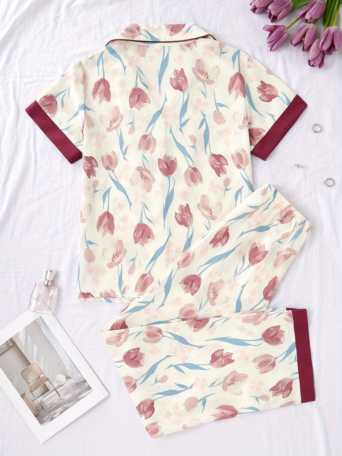 Patchwork Short Sleeve pajama set