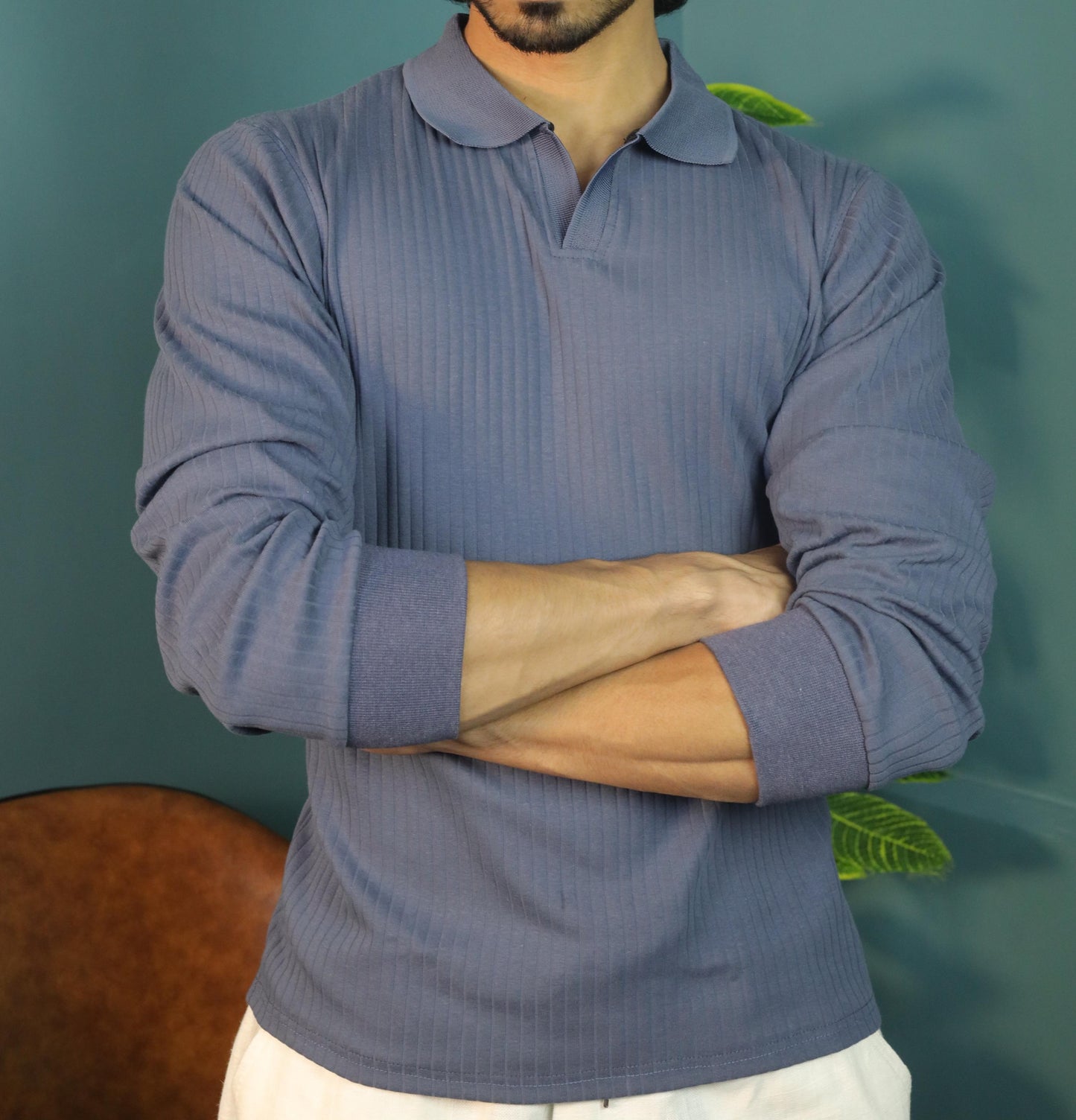 Drop Needle polo shirt (Full Sleeve) - Storm Gray