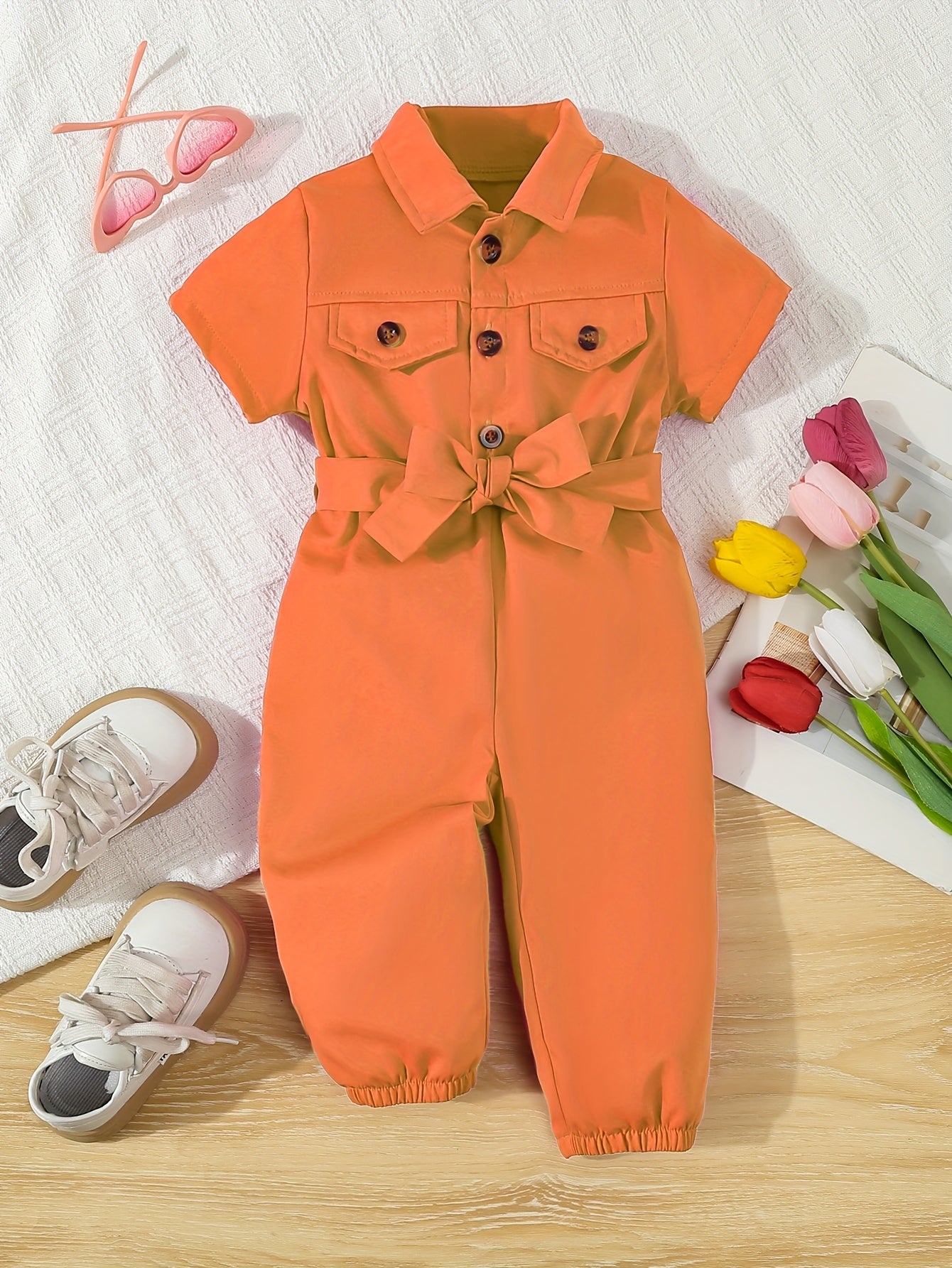 Vibrant romper for girls (orange)