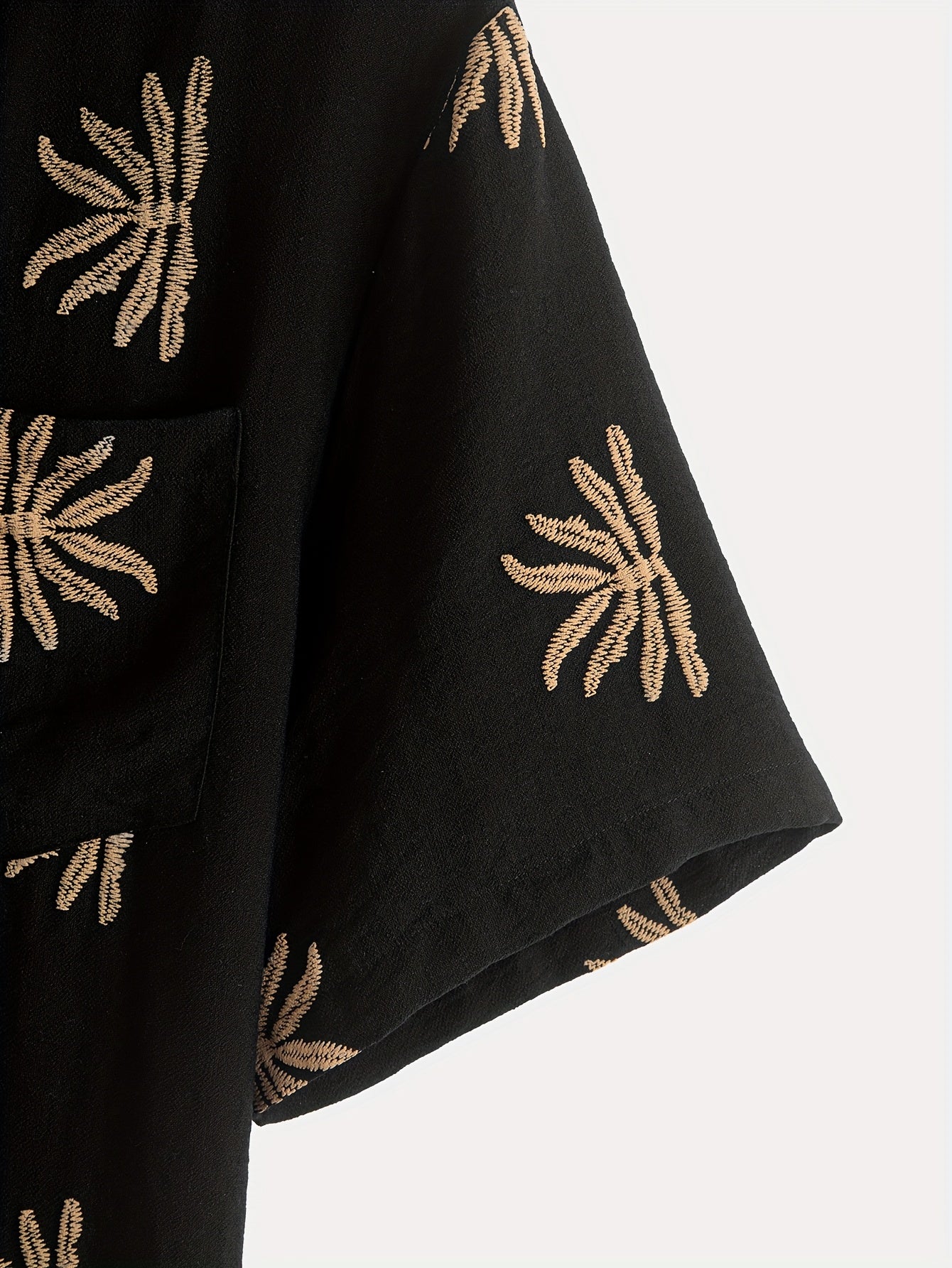 Floral embroidered shirt for men's (Black)