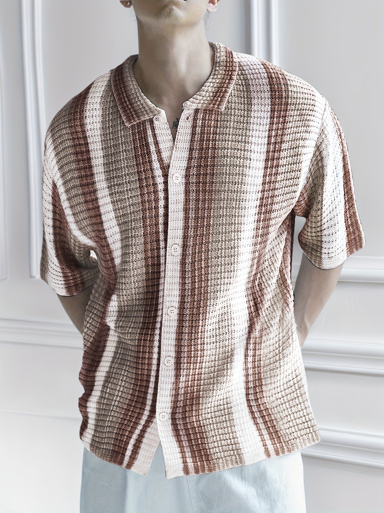 French shirt (Brown-White)