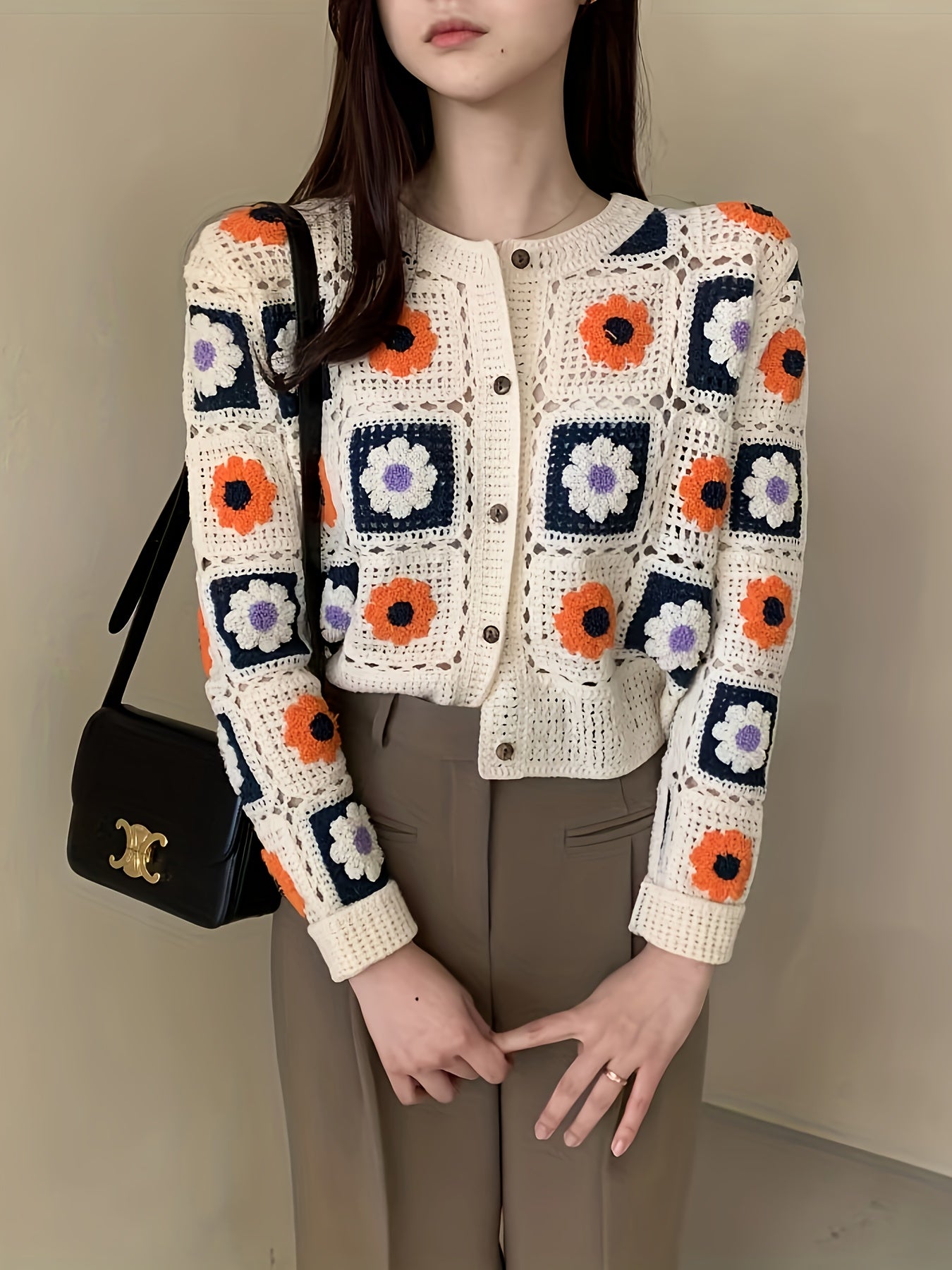 Floral crochet cardigan