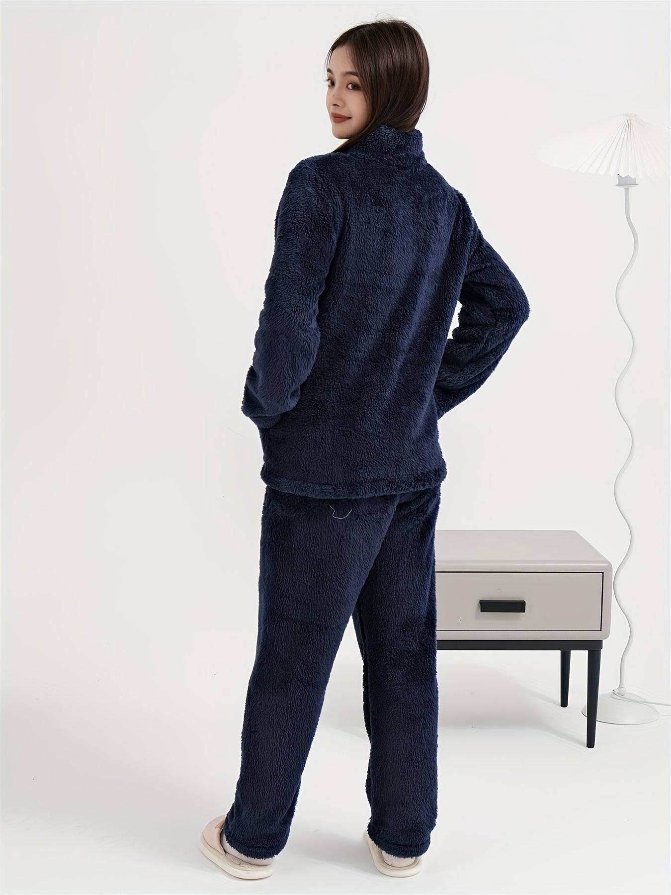 Zipper cardigan and long trouser for girls (Navy Blue)