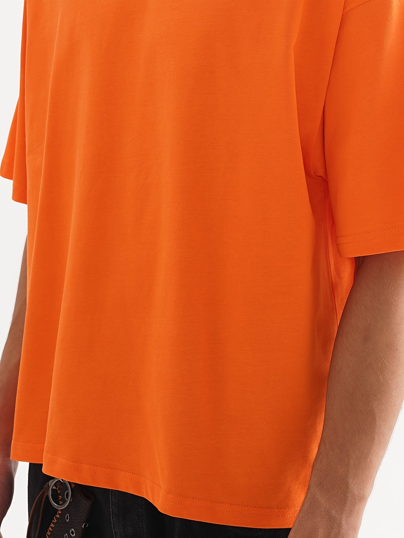 Down shoulder plain t-shirt (Orange)