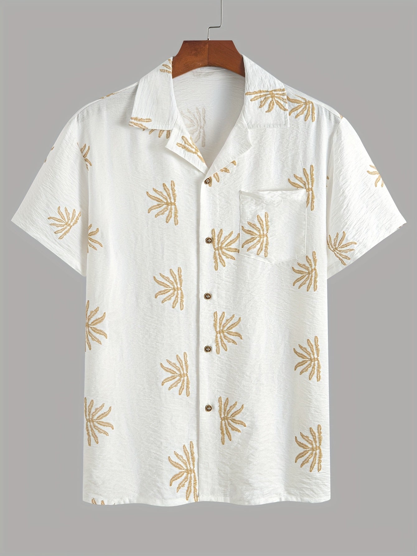 Floral embroidered shirt for men's (White)