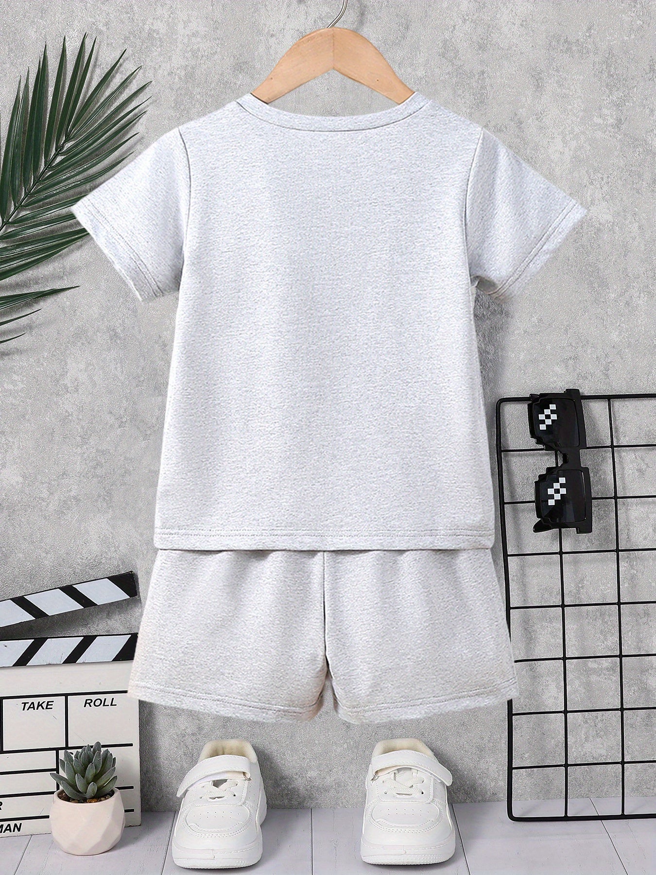 Athletic two piece set for kids and boys (grey)