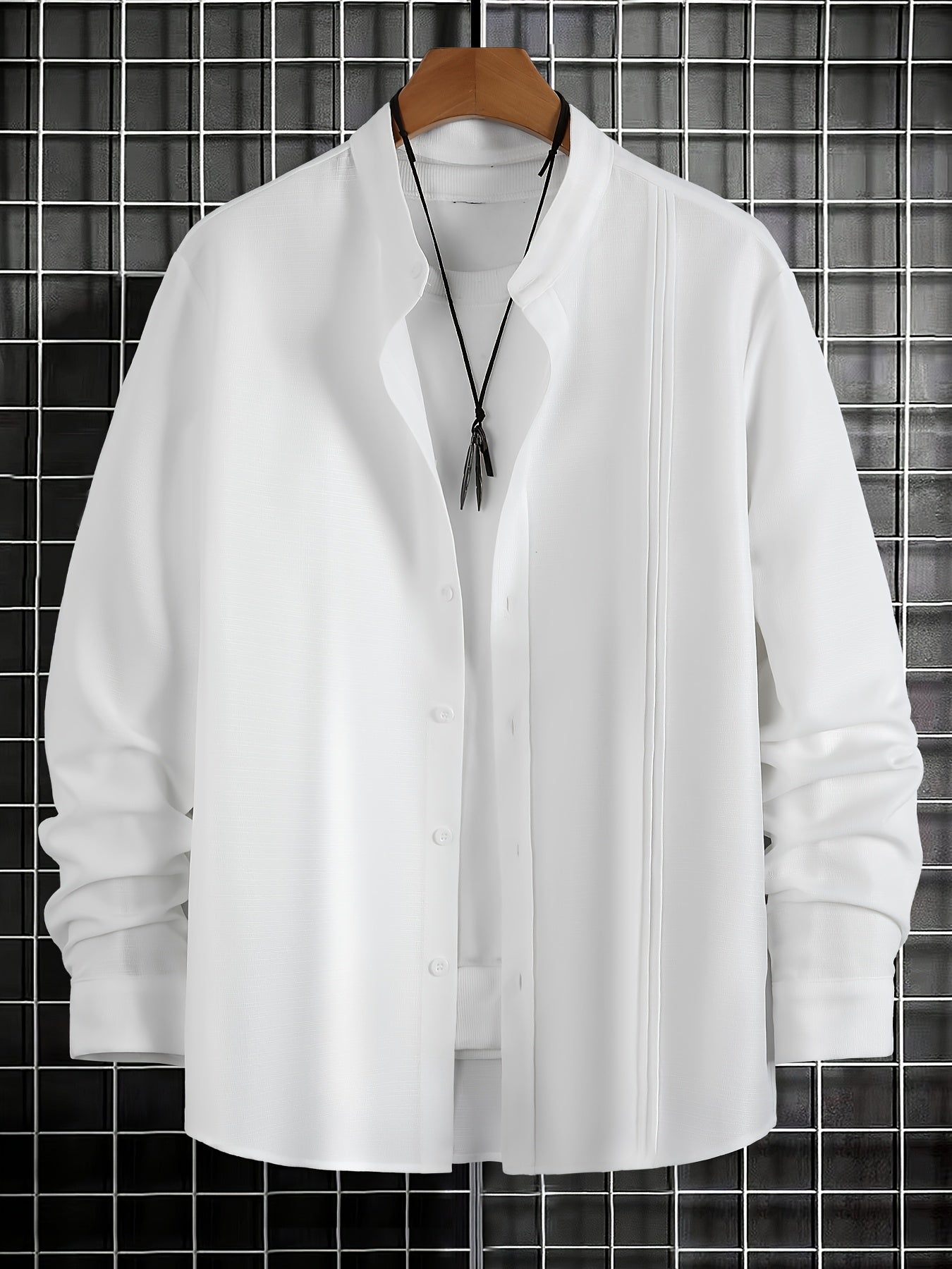 Mandarin collar long shirt