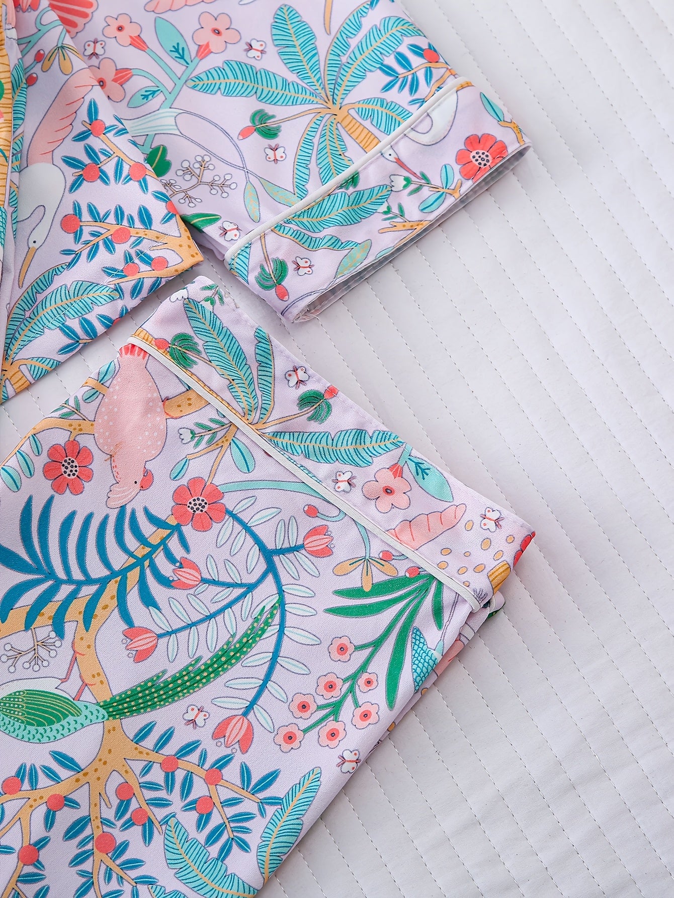 Floral bird pajamas set full sleeves (Four seasons)