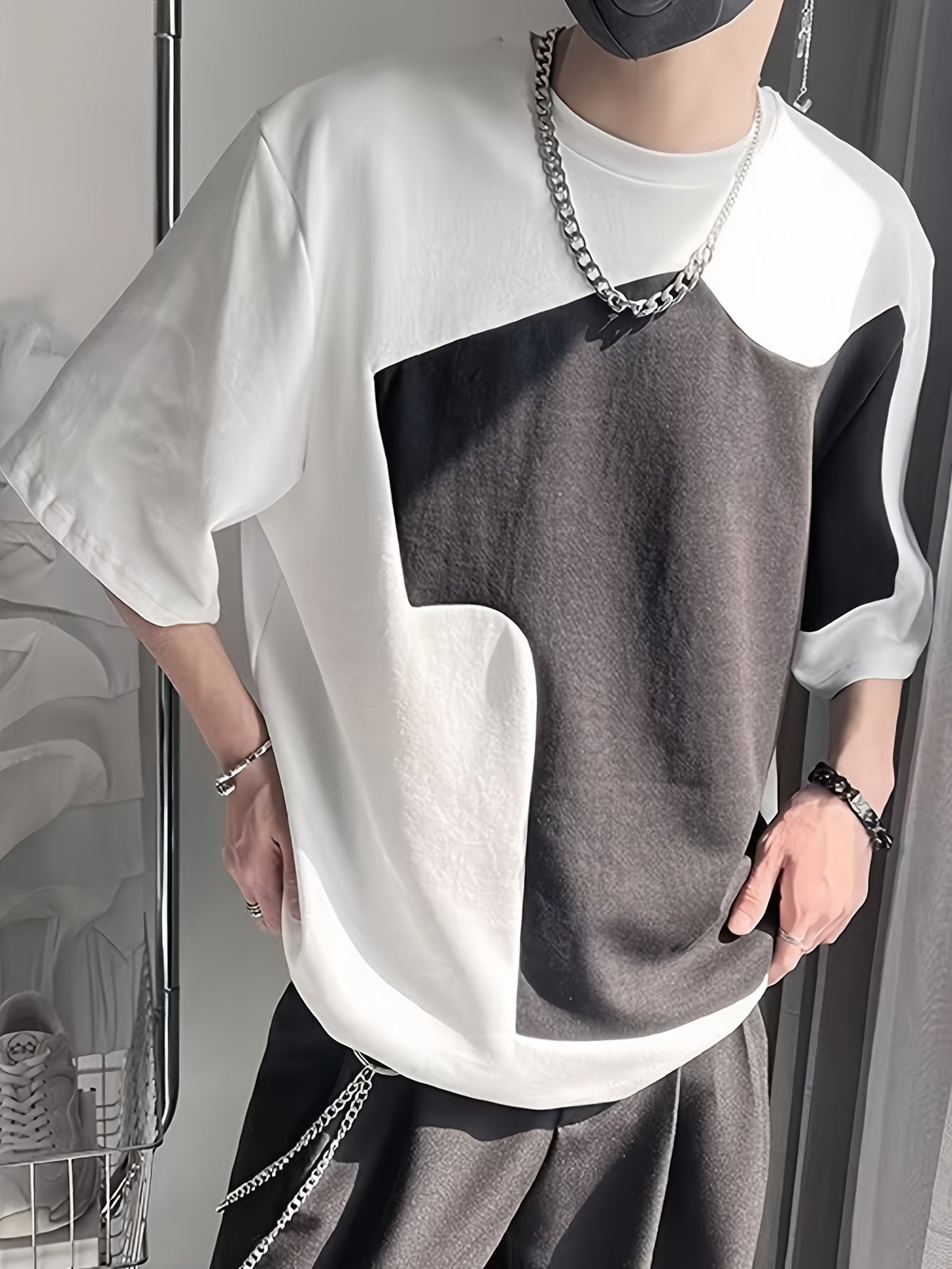 Color contrast patchwork shirt
