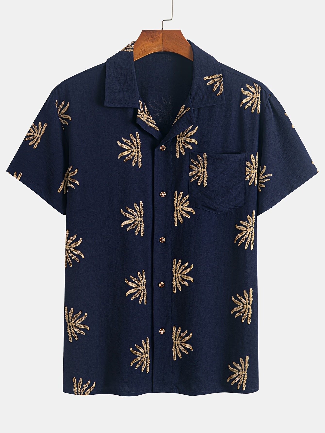 Floral embroidered shirt for men's (Blue)
