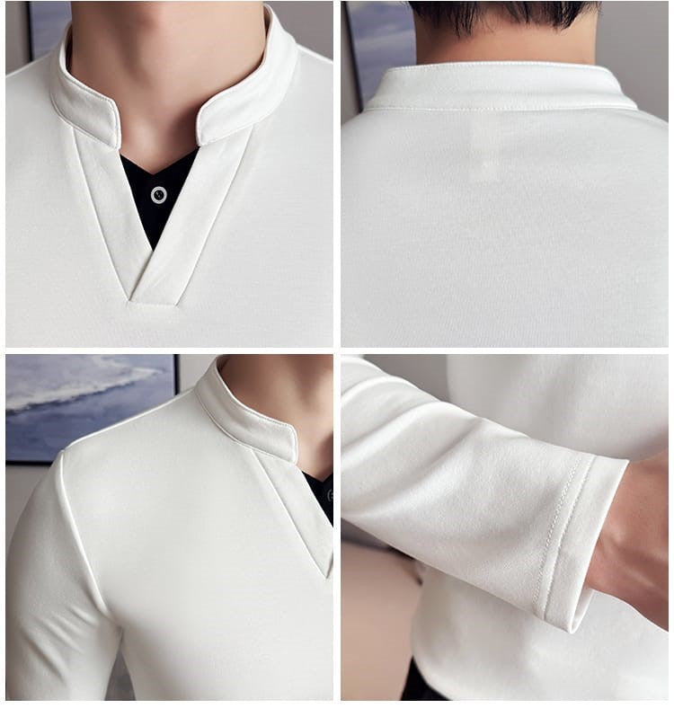 Miami Style V Neck Pullover for Autumn - White