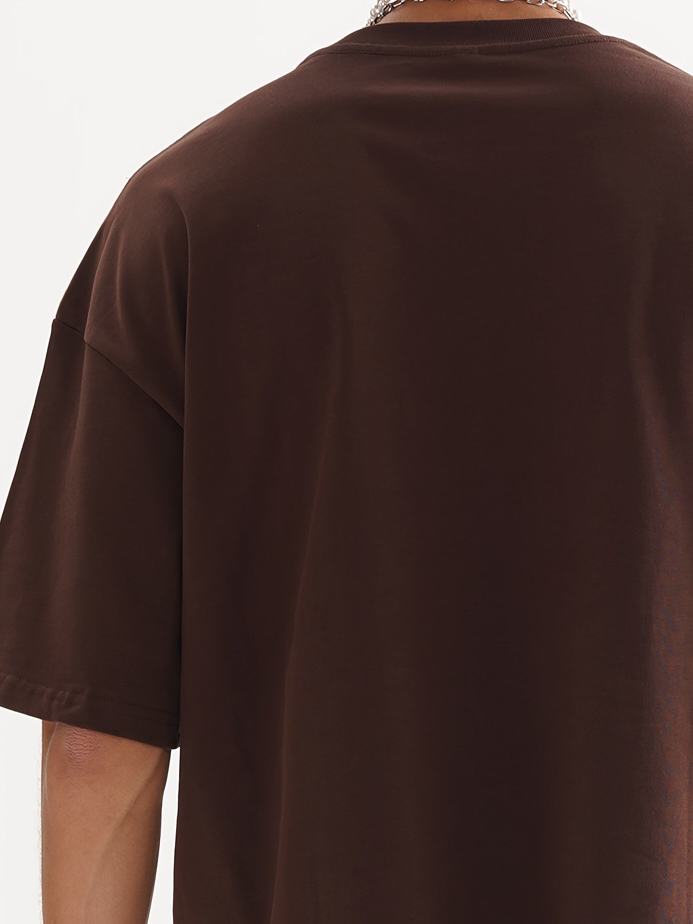 Down shoulder plain t-shirt (Dark Brown)