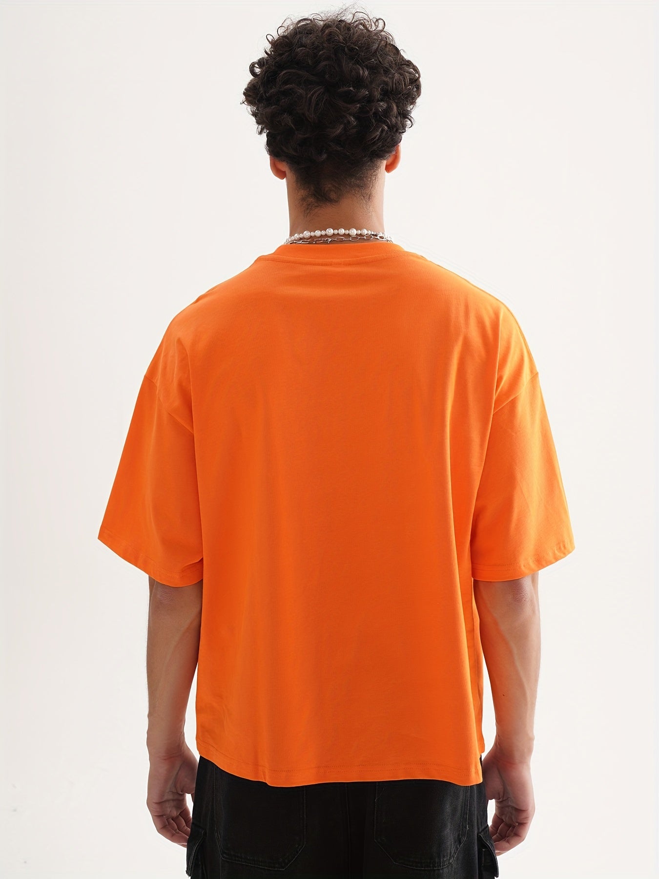 Down shoulder plain t-shirt (Orange)
