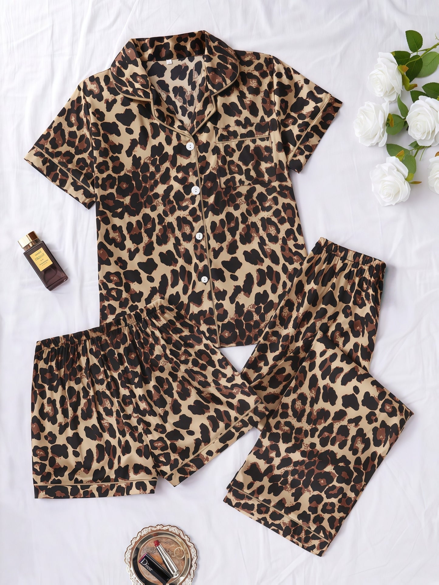 Leopard 3 piece pajama set