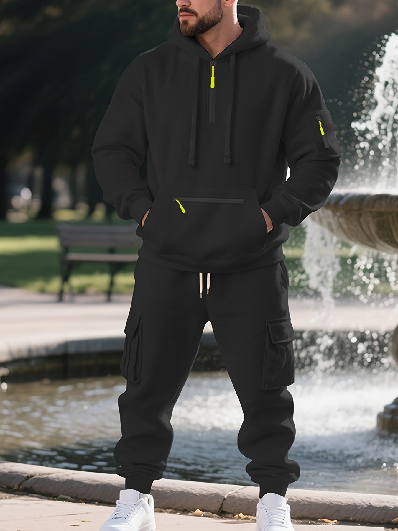 Zipper tracksuit for winter (black)