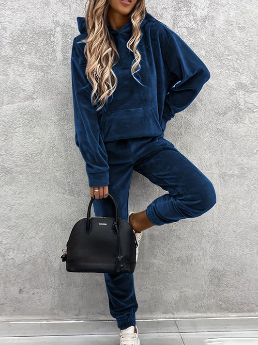 Kangaroo Pocket Hooded set (Navy Blue)