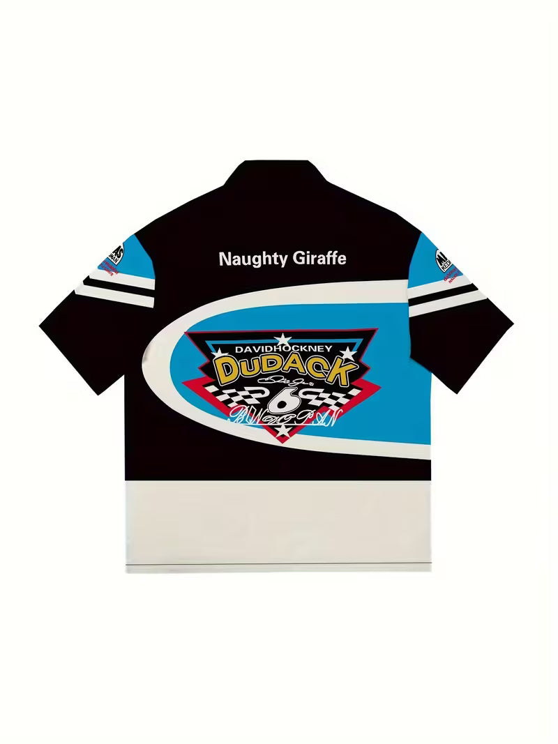 Naughty giraffe printed shirt (Blue)