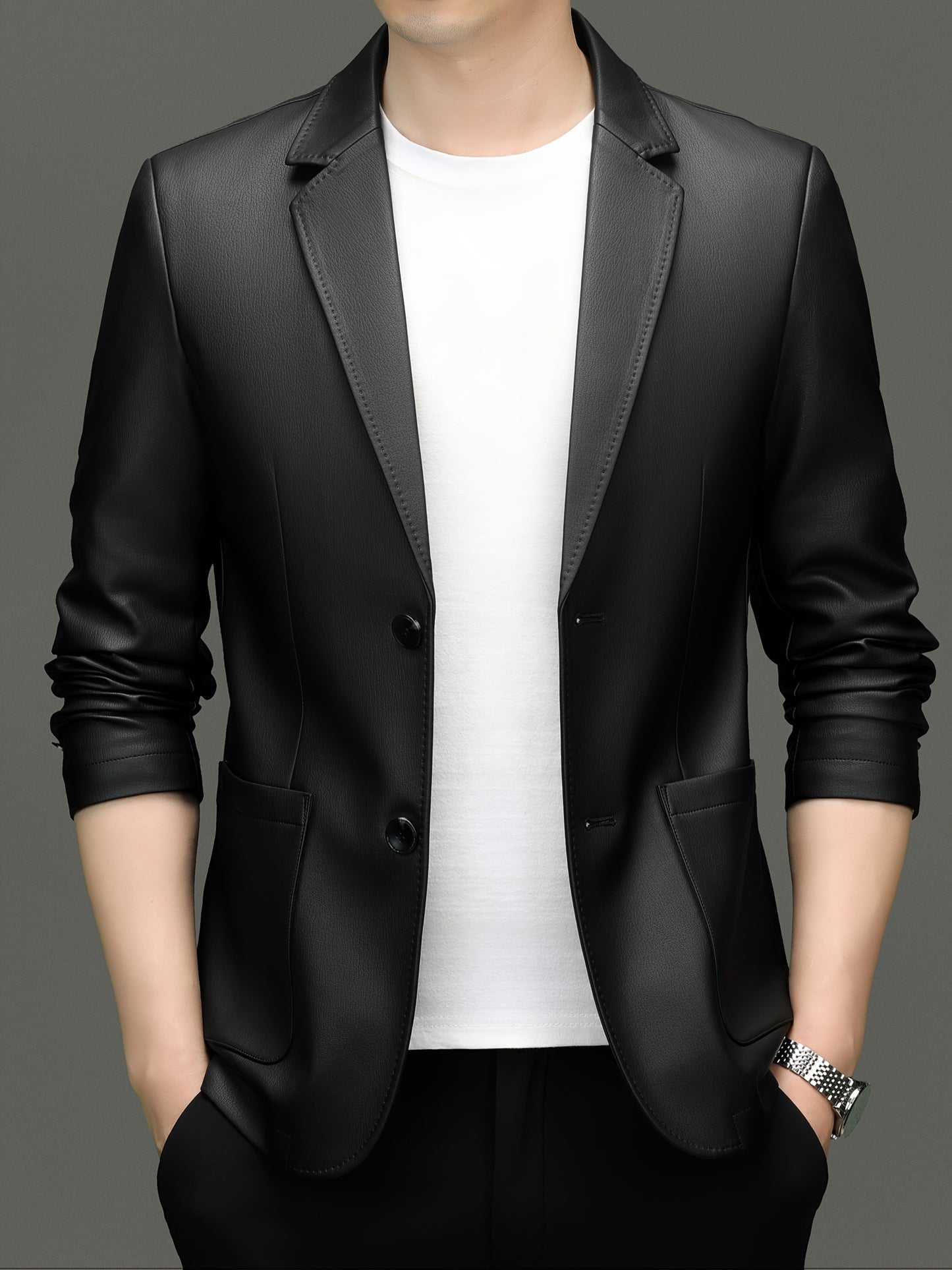 Decent PU leather Blazer (black)