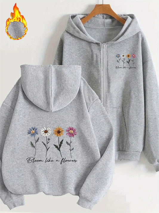 Bloom Hoodies for women (Light Grey)