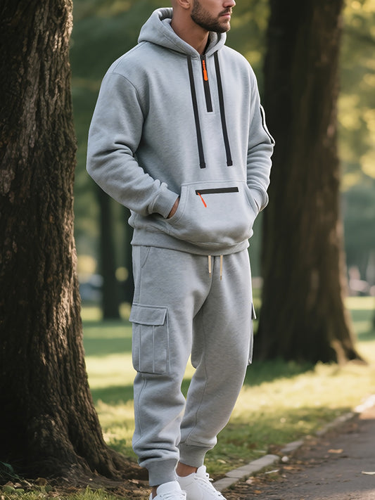 Zipper tracksuit for winter (Light grey)
