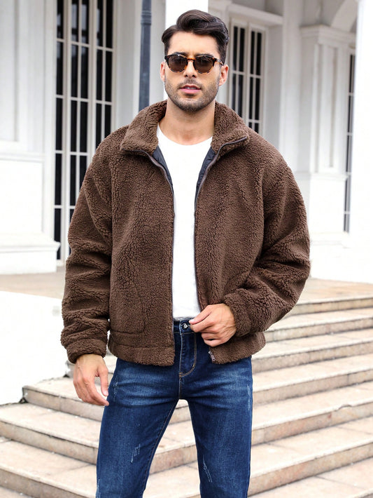 Zip up Sherpa Teddy Jacket- Brown