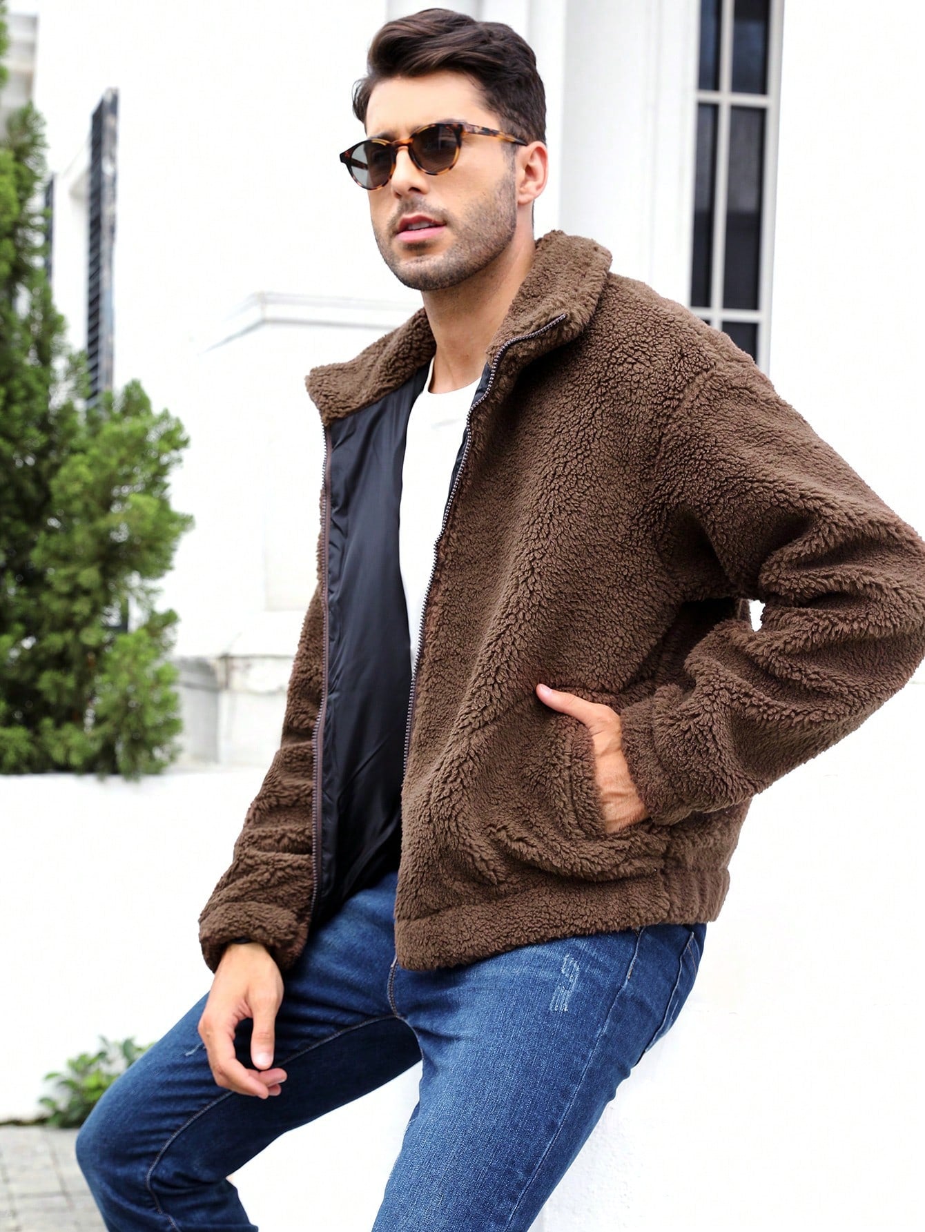 Zip up Sherpa Teddy Jacket- Brown