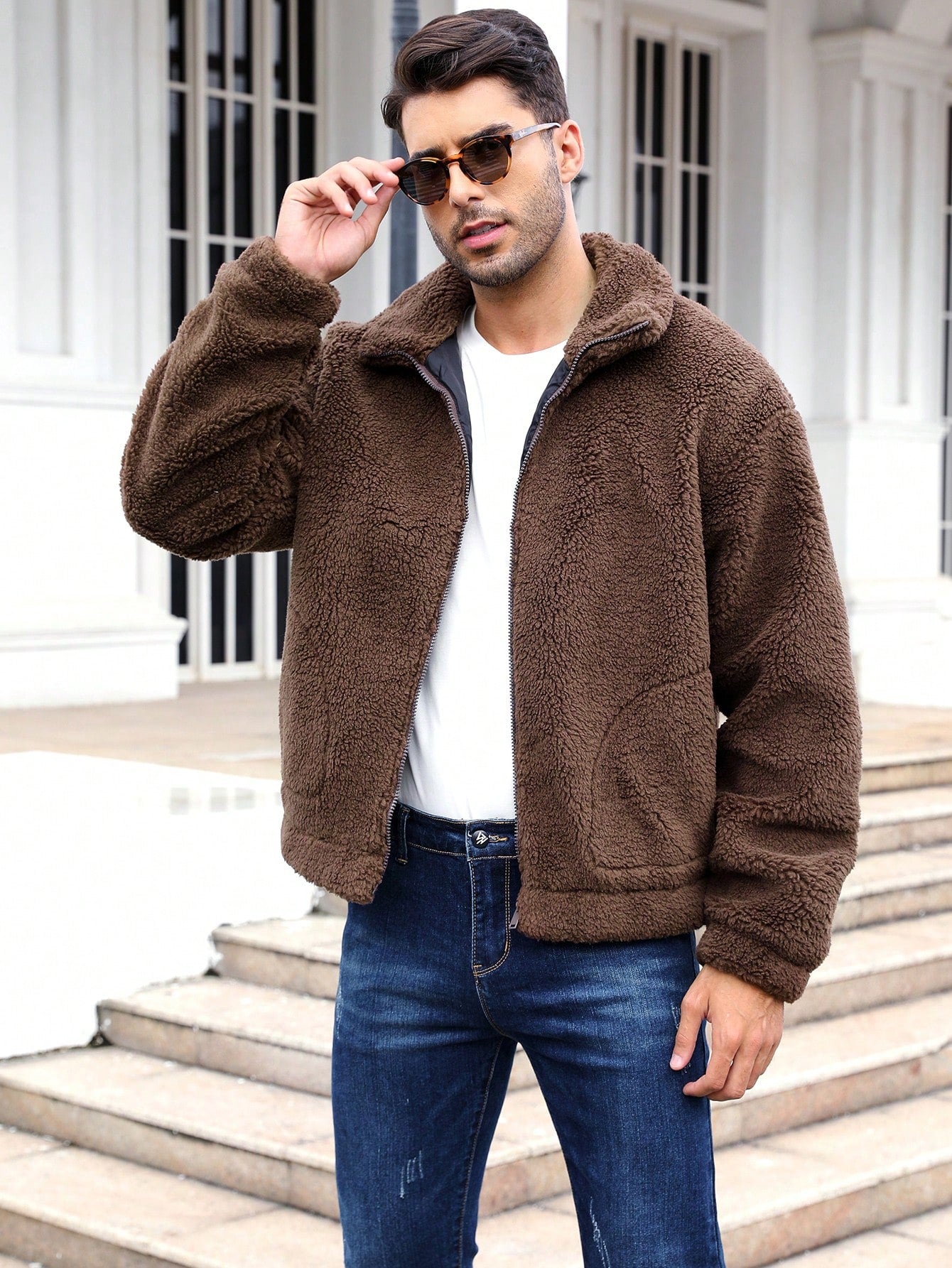 Zip up Sherpa Teddy Jacket- Brown