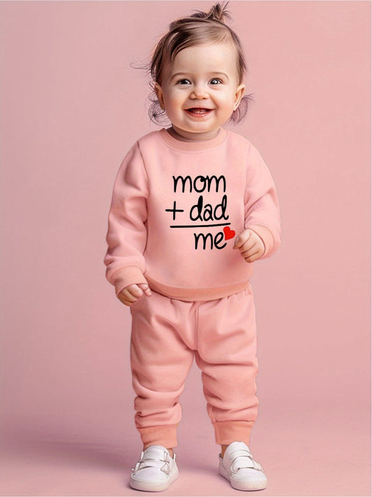 Mom + Dad tracksuit for girls (Pink)