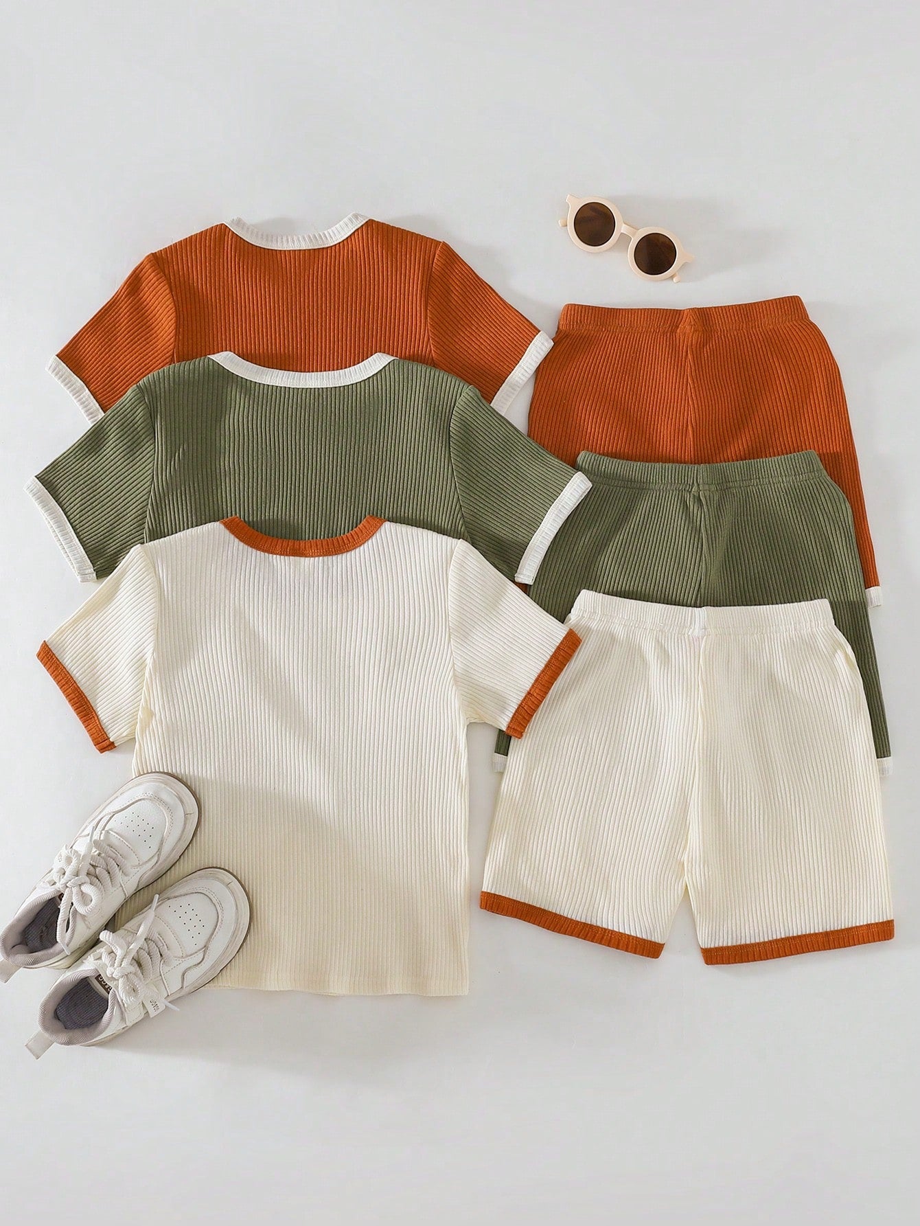 Premium Ribbed Kids Lounge Set Trio