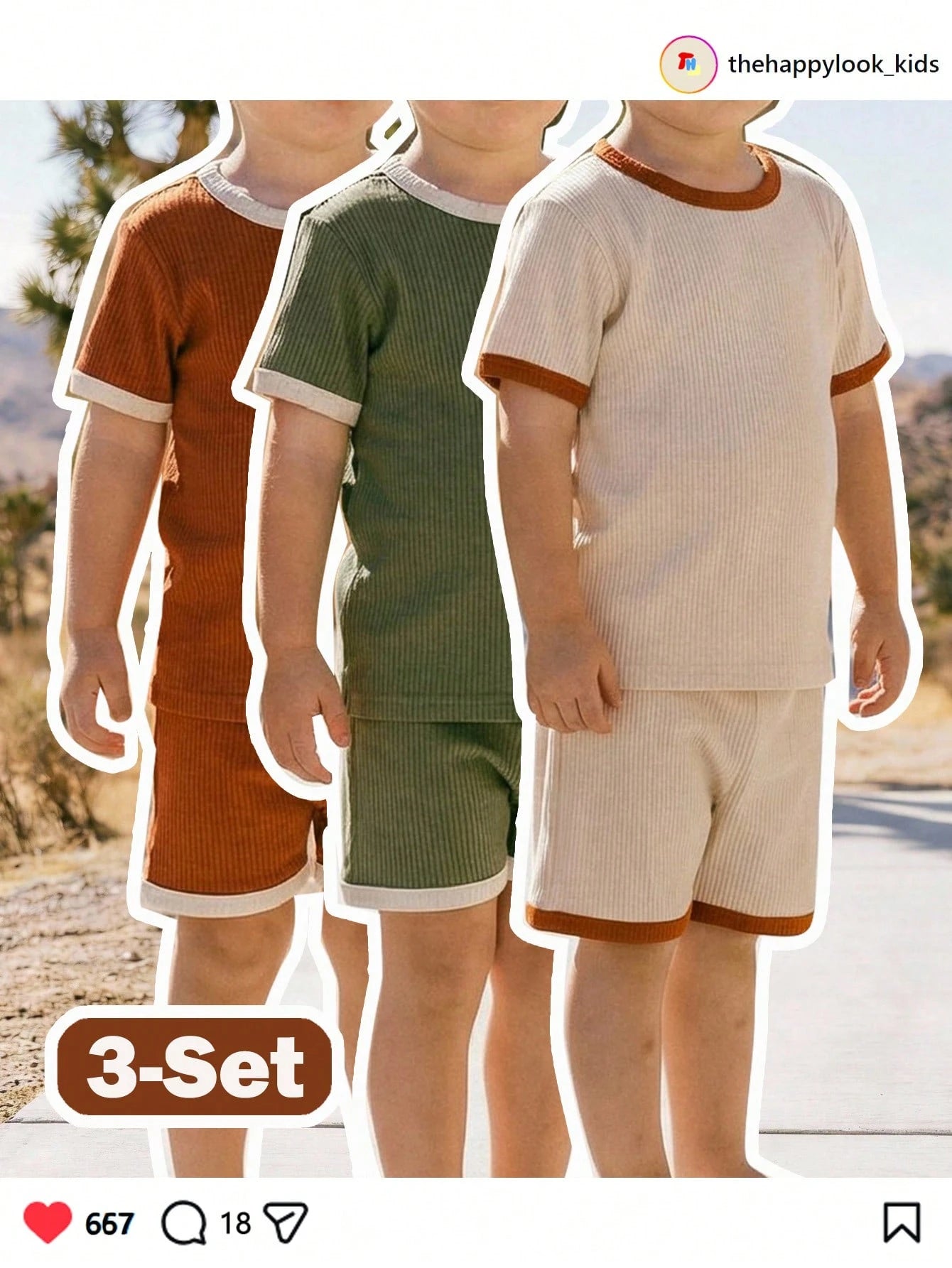 Premium Ribbed Kids Lounge Set Trio