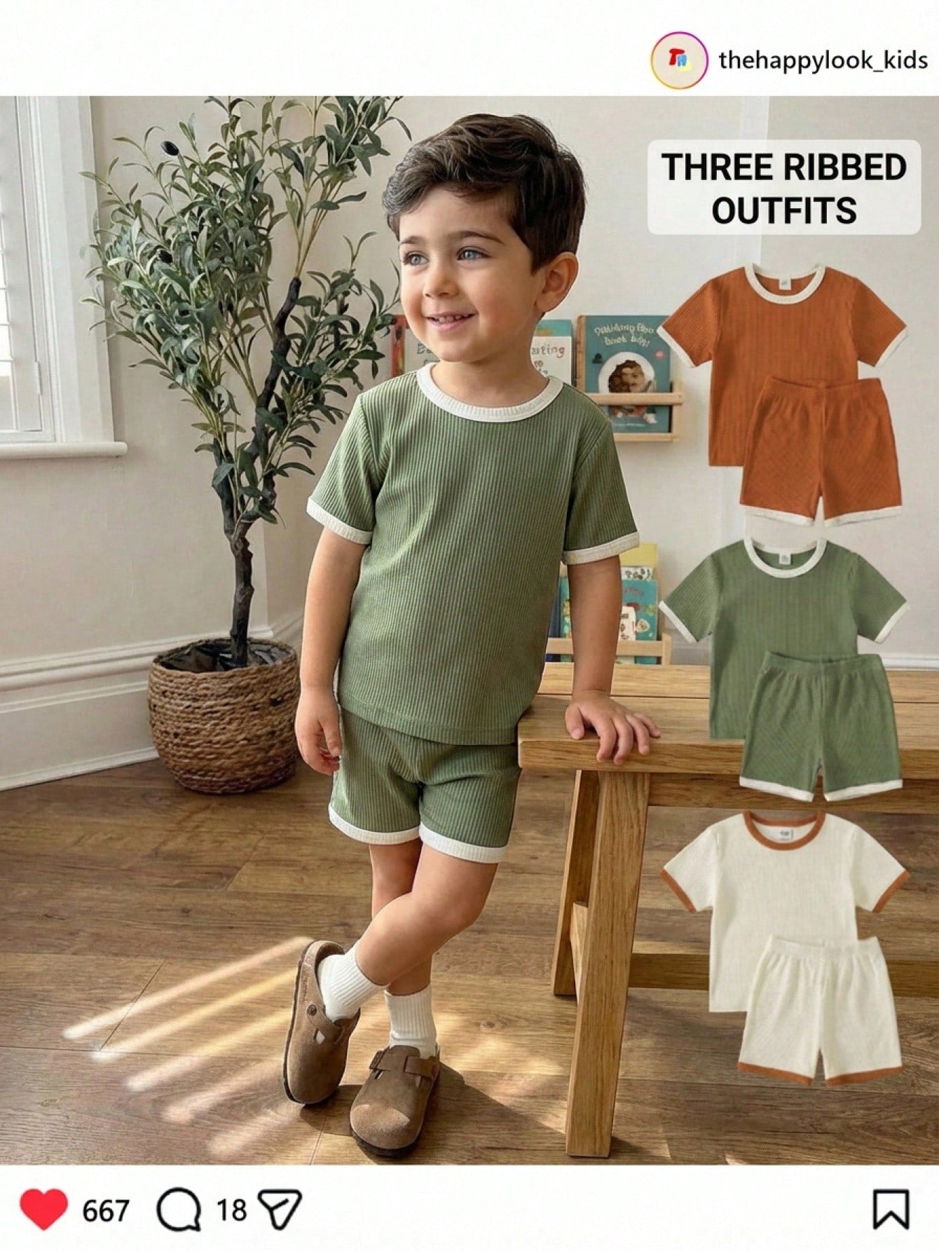 Premium Ribbed Kids Lounge Set Trio