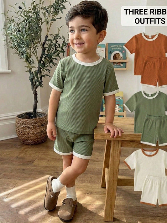 Premium Ribbed Kids Lounge Set Trio