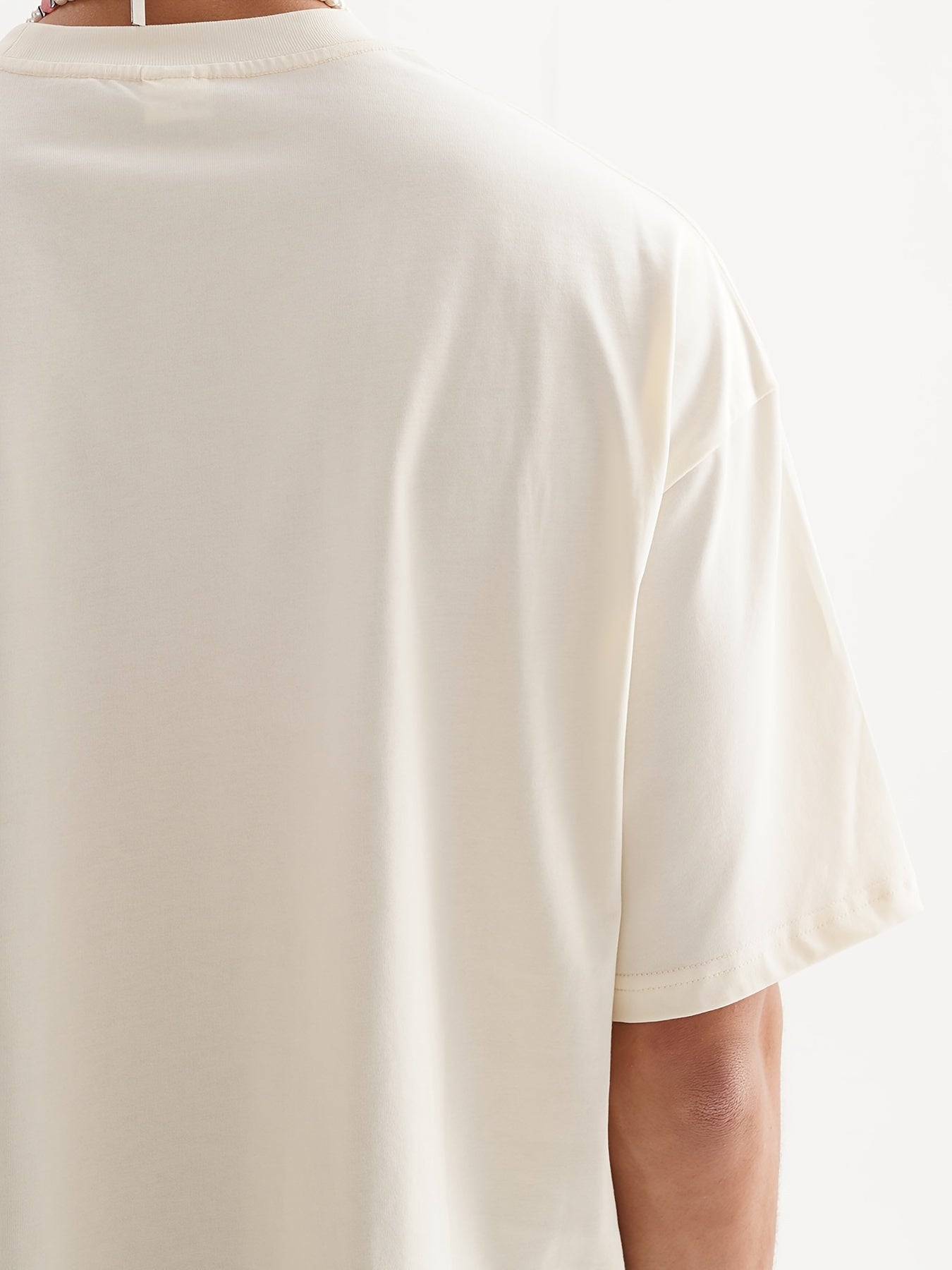 Down shoulder plain t-shirt (Apricot)